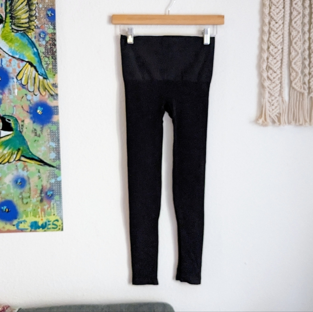 Star Power By Spanx Black Tummy Control Cropped Leggings Sz S